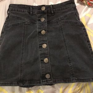 Black denim skirt